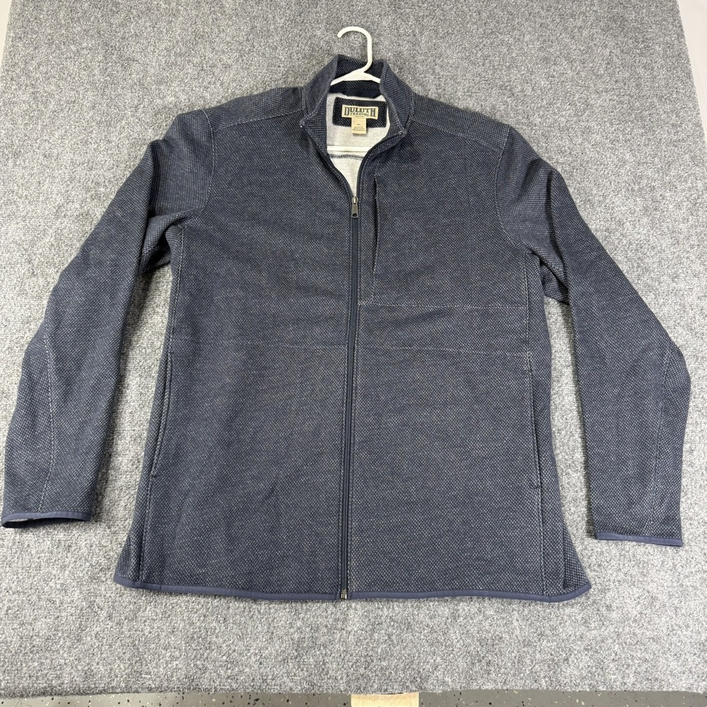🛠️ Duluth Trading Co Sweatshirt Mens XL Blue Textured Full Zip Jacket Workwear